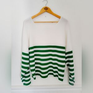 Curus Cream And Kelly Green Knit Sweater Top Size XL